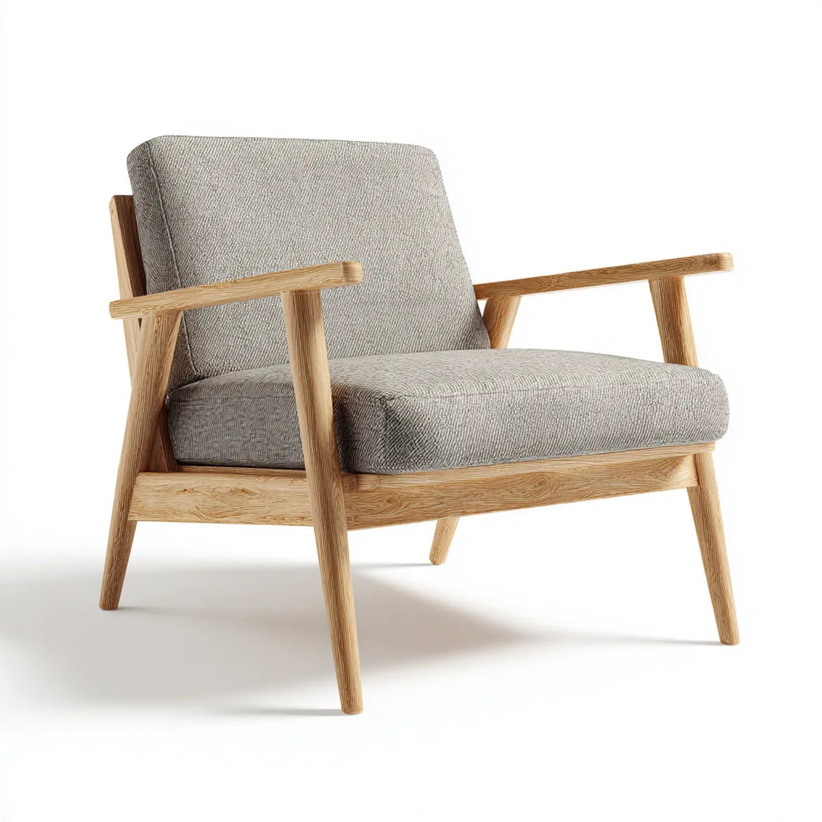 Fotel dzienny z jasnoszarymi podłokietnikami z dębu i prostokątnego poliestru 75 x 80 x 78 cm