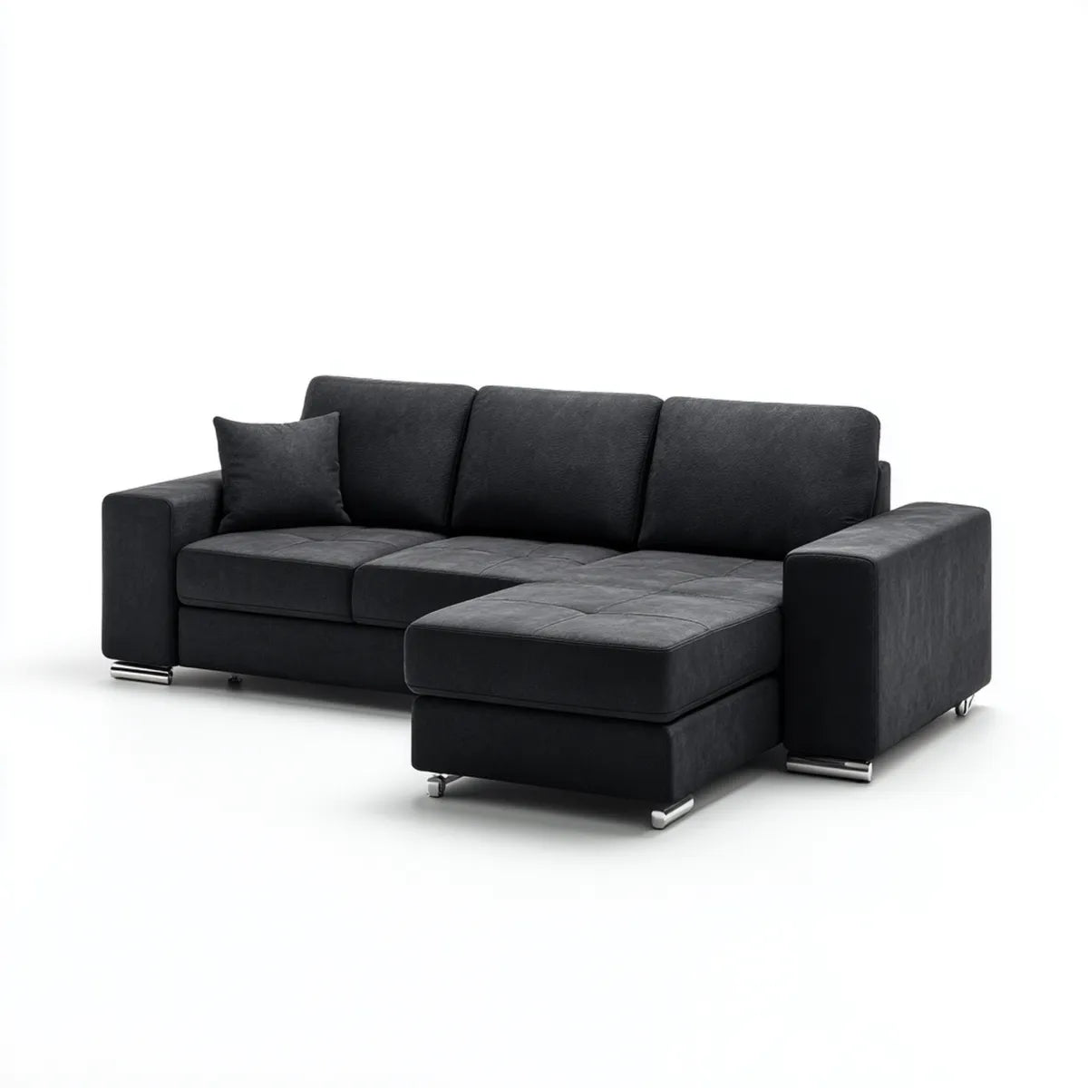 Sofa, narożna sofa 4 czarne miejsca w mikrofibry poliester L z krzesełkiem longue prawo 270 x 165 x 85 cm