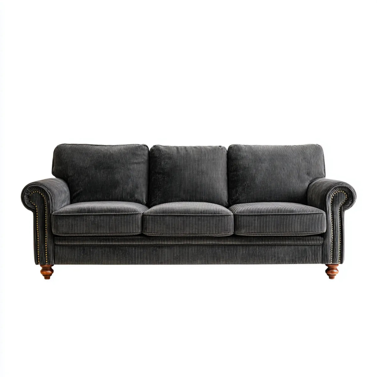 Sofa, 3 fotela w aksamicie z prostokątnym szarym poliestrem z taśmy 210 x 90 cm, 210 x 90 x 90 cm