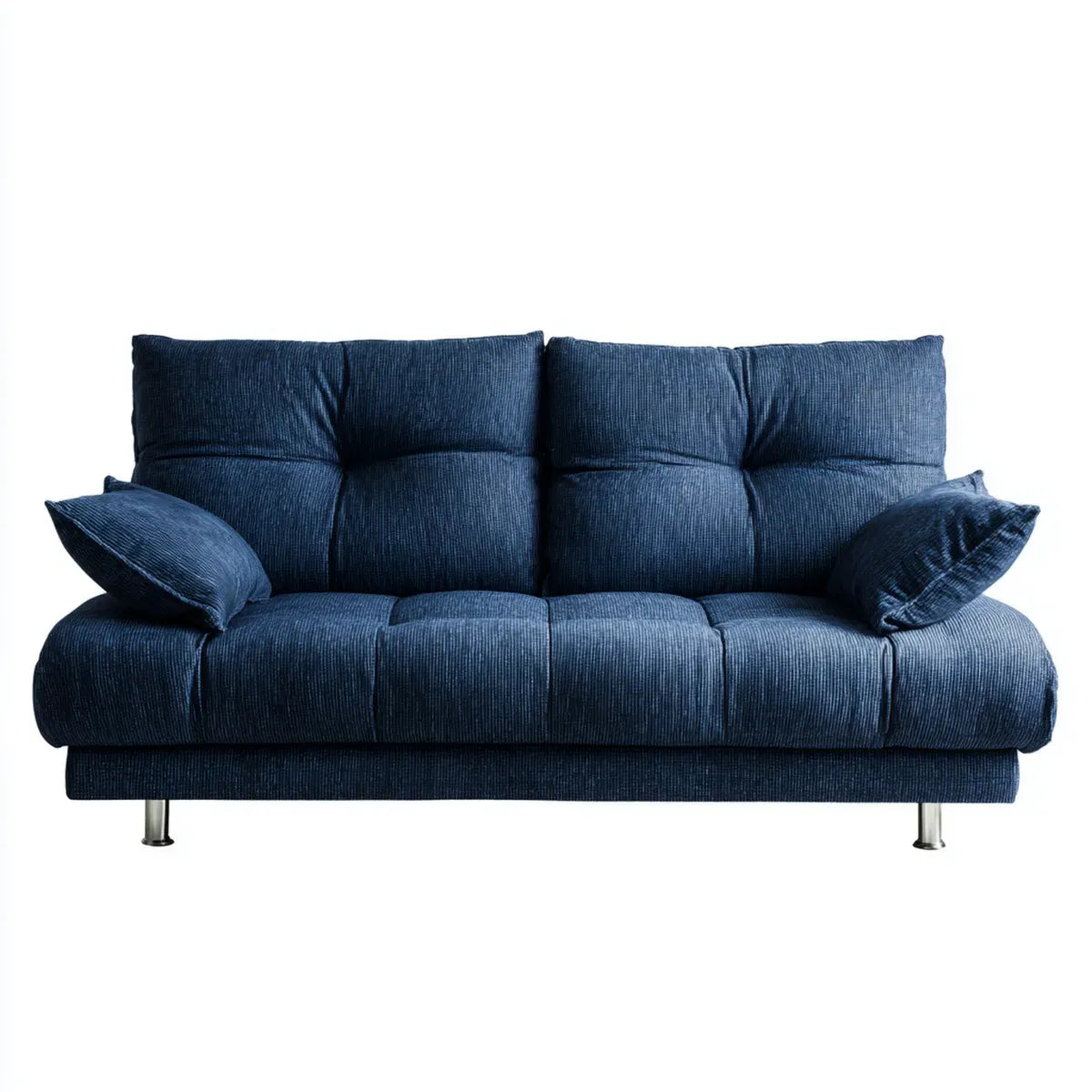 Sofa, 3-fotelik niebieska, aksamitna sofa w poliestrowej żebrze 190 x 90 x 85 cm prostokątna