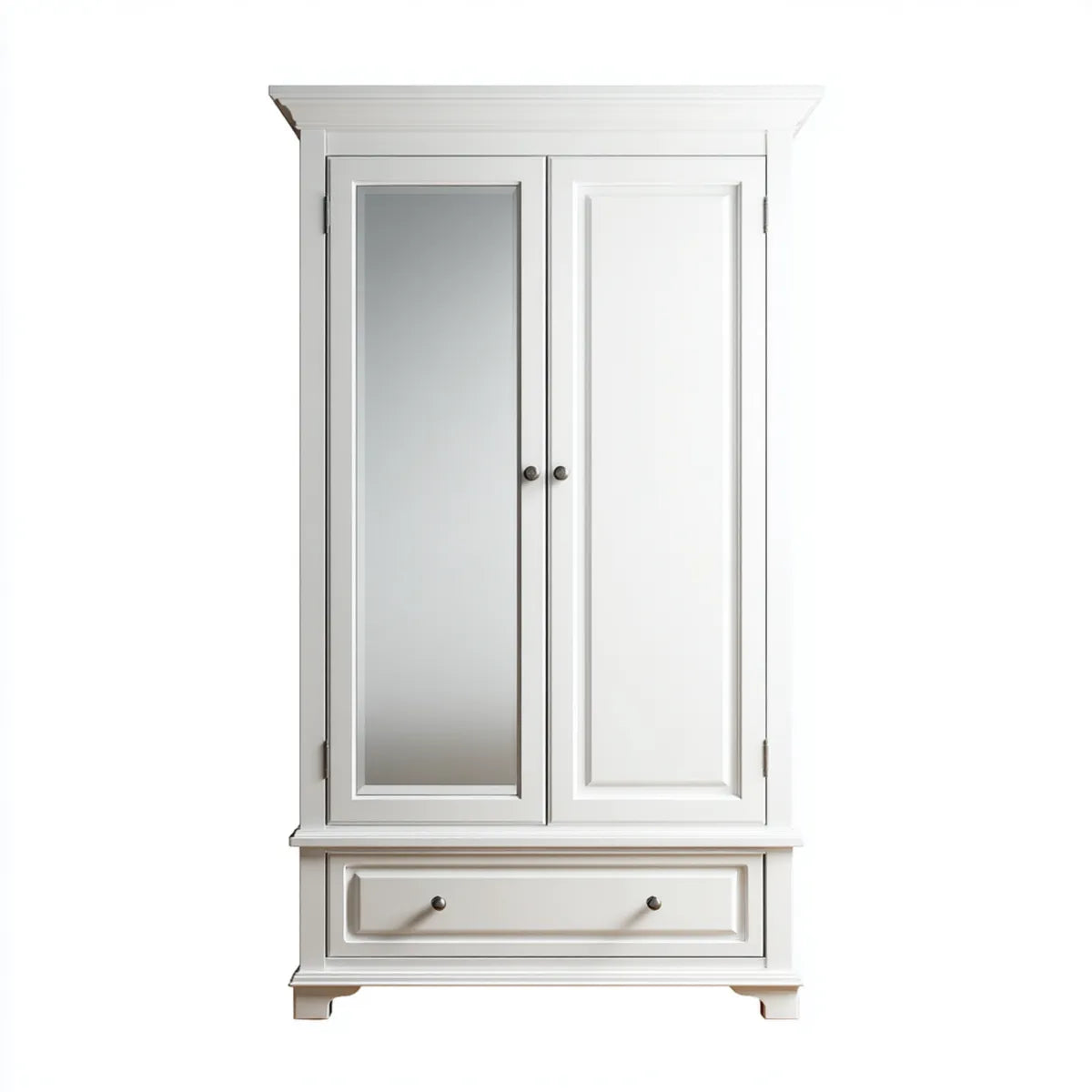 Szafa sypialna 2 drzwi z białym lustrem 100 x 55 x 200 cm w prostokątnych panelach MDF
