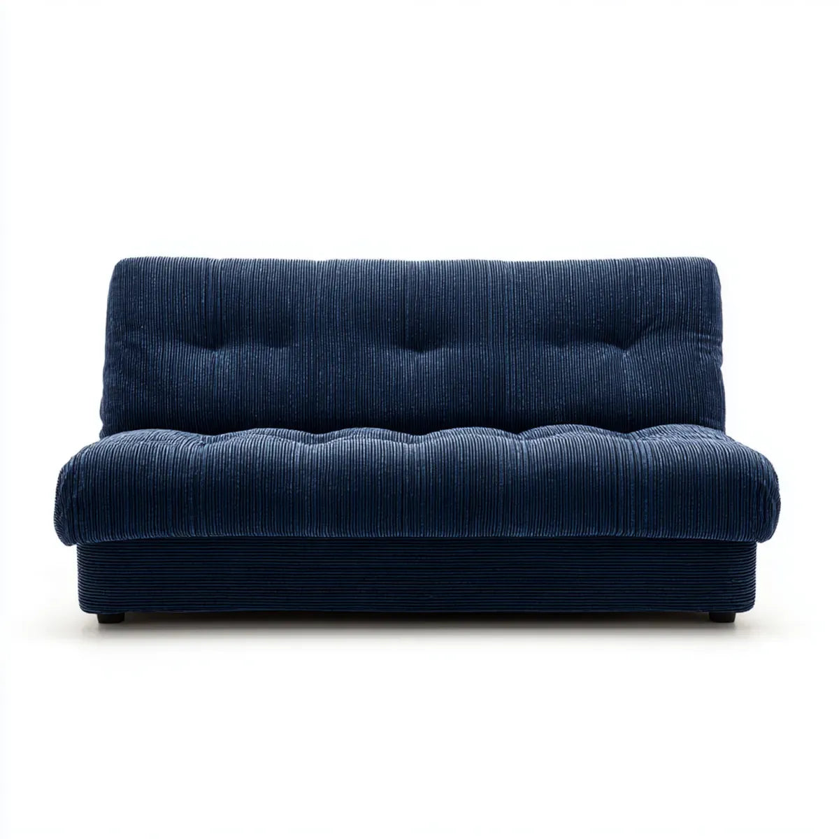 Sofa 2 granatowe, niebieskie, aksamitne łóżka w prostokątnym poliestrze z żebrem 140 x 85 x 78 cm
