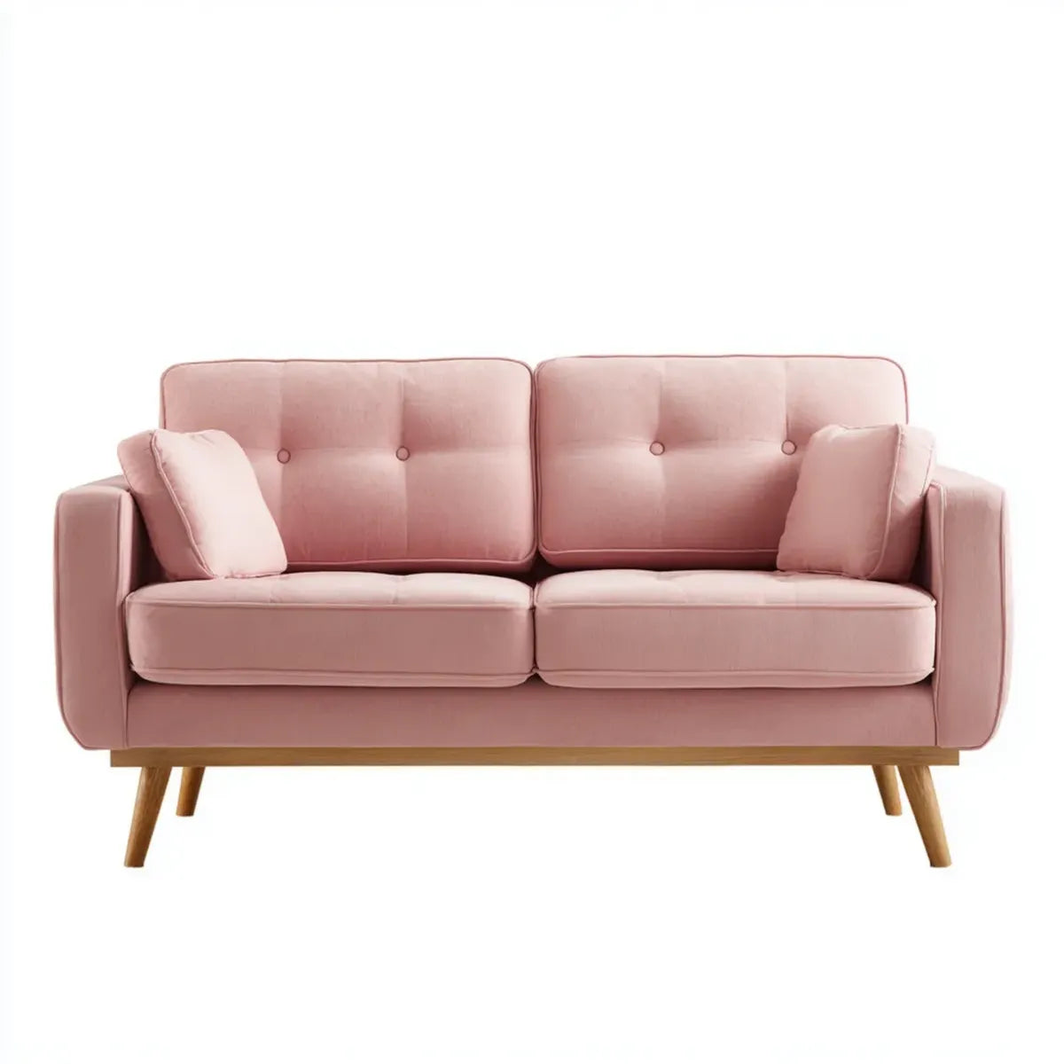 Sofa 2 fotele w poliestrze z litymi nóżkami z drewna 150 x 80 x 85 cm
