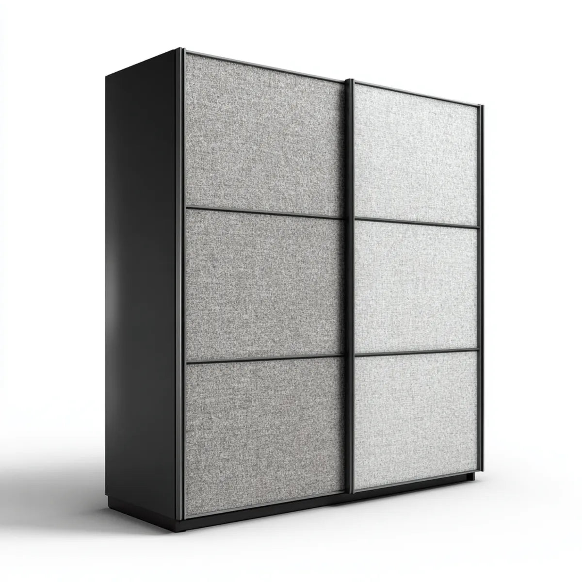 Szafa sypialna z 2 drzwiami przesuwnymi czarno-szarymi 120 x 60 x 200 cm w panelach MDF i prostokątnym poliestrze