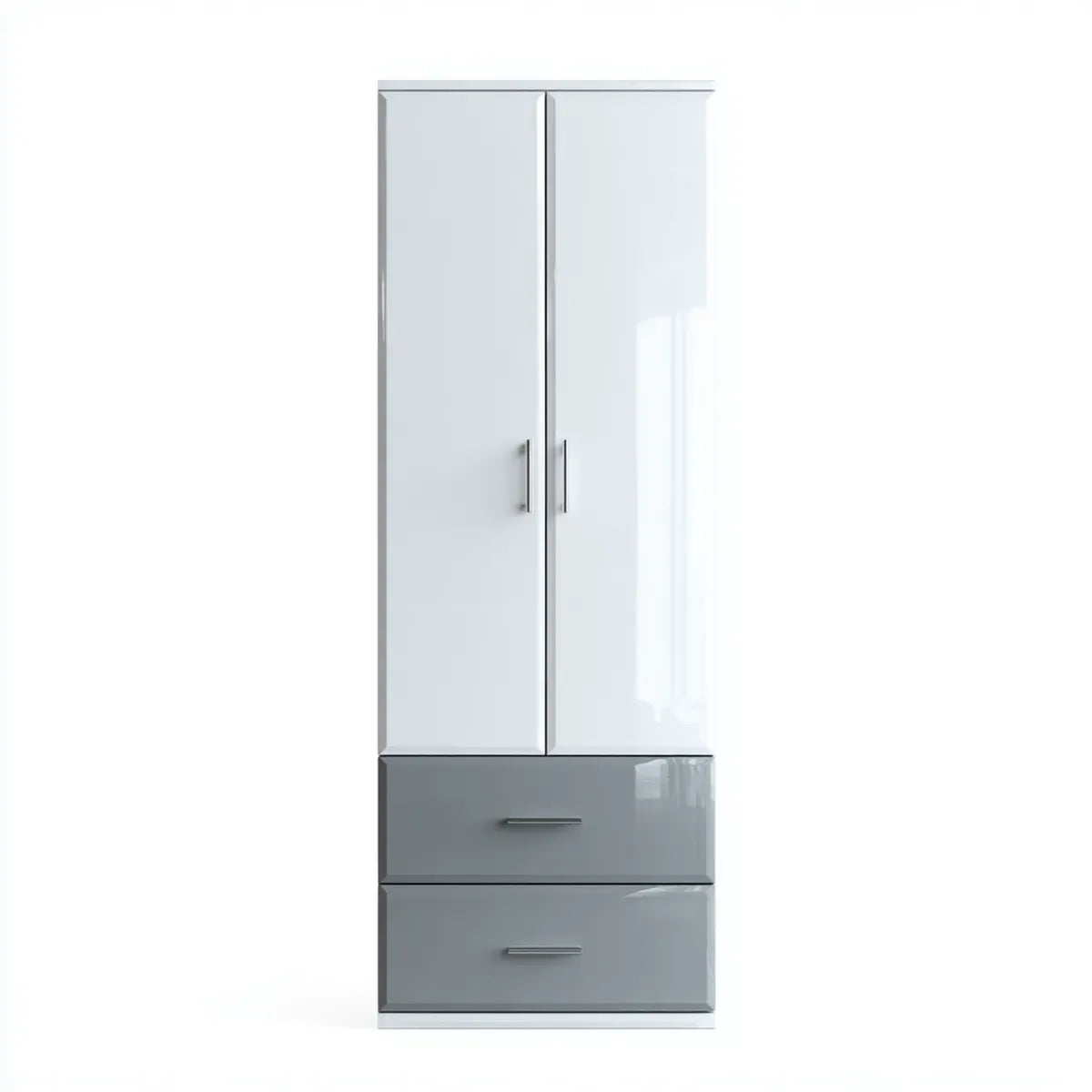 Szafa sypialna 2 drzwi 2 szuflady biały szary 80 x 50 x 180 cm prostokątne płyty MDF