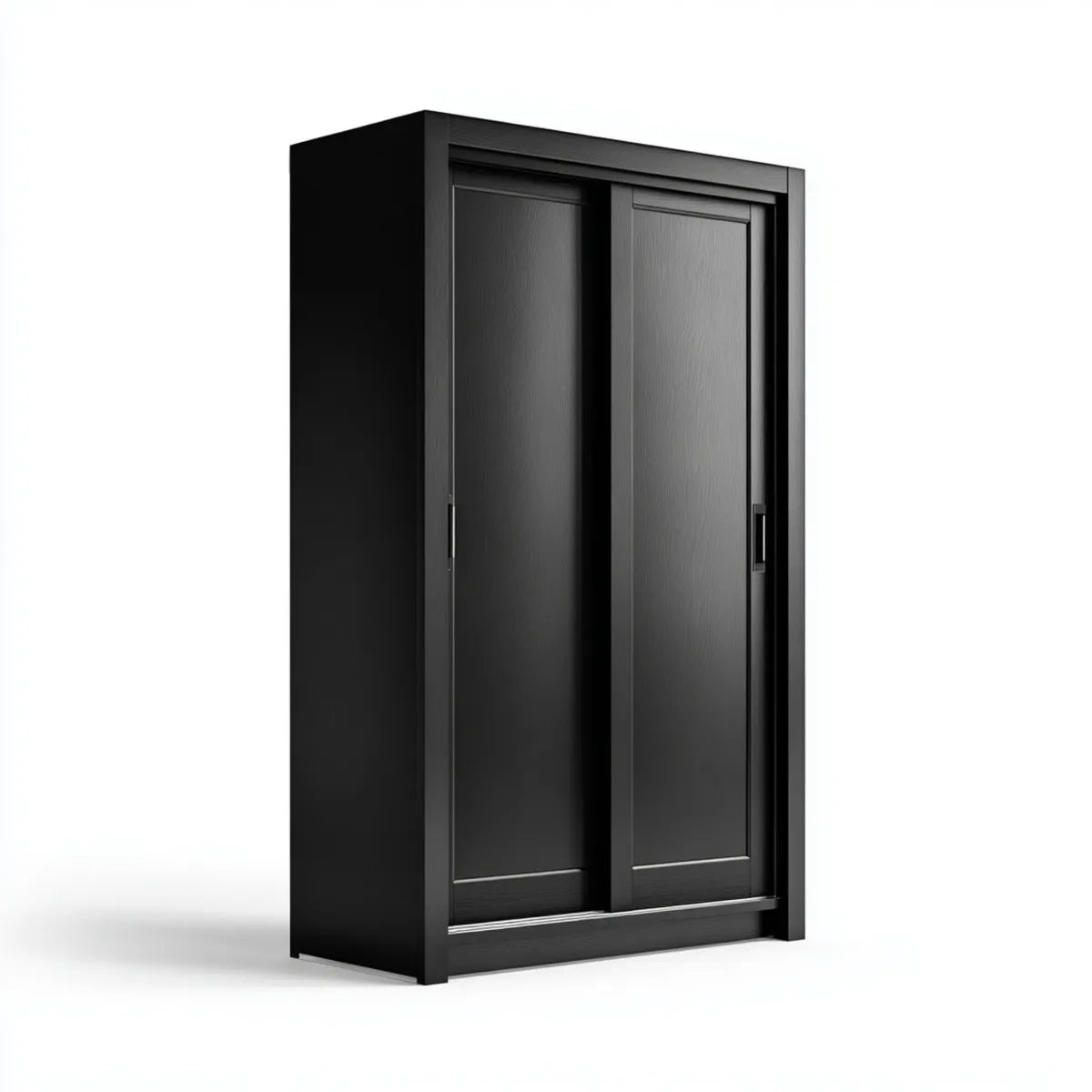 Szafa do sypialni dwudrzwiowej czarna 120 x 60 x 200 cm w prostokątnych panelach MDF