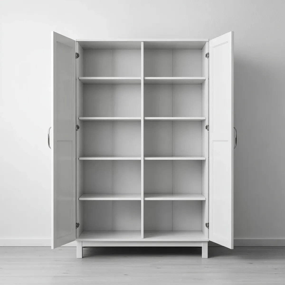Szafa, Szafka sypialna 2 białe drzwi 100 x 40 x 180 cm w prostokątnych panelach MDF
