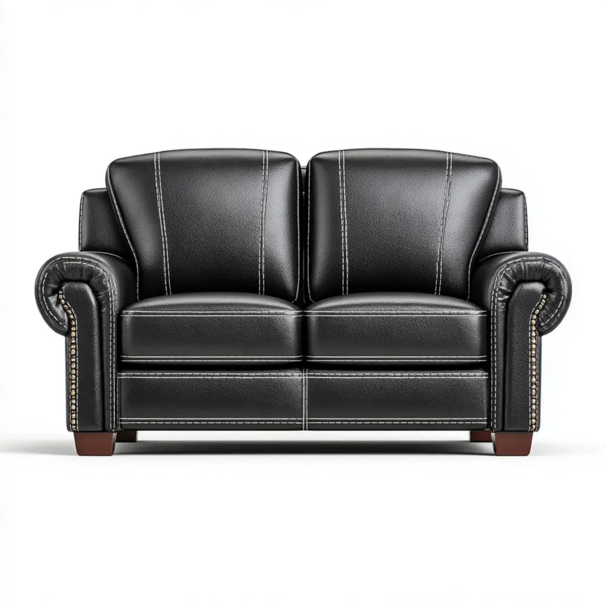 Sofa 2 czarne siedzenia ze skóry syntetycznej PU 150 x 85 x 90 cm prostokątna kształt