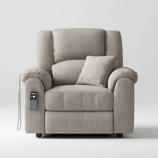 Fotel, Elektryczne krzesło relaksacyjne Beige 100 x 95 x 105 cm poliester prostokątny