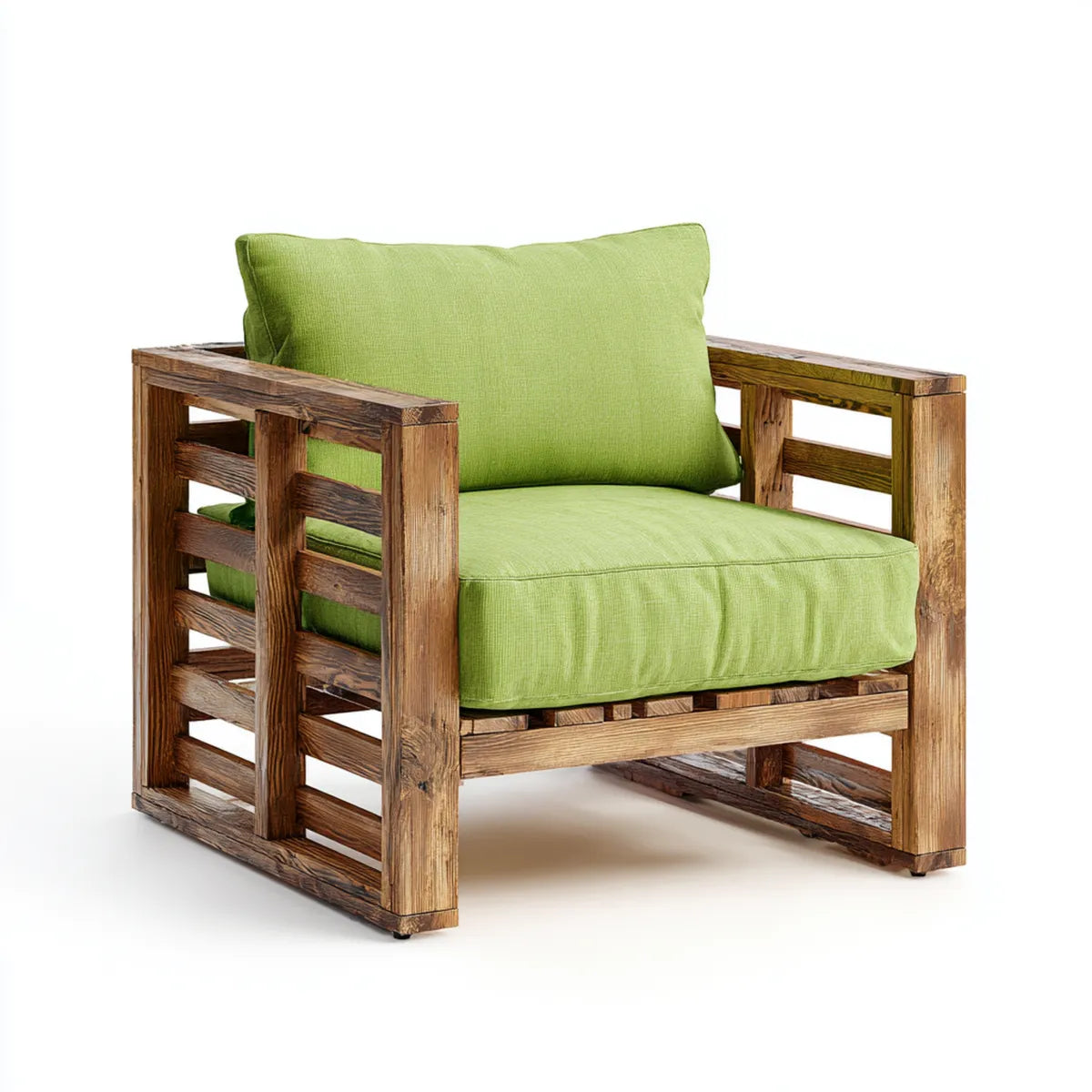 Fotel, Podłokietniki zielony brązowy 82 x 78 x 78 cm Pinewood stały prostokątny