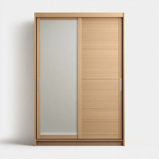 Szafa, Drzwi pływające dęb jasny z lustrem 120 x 60 x 200 cm MDF