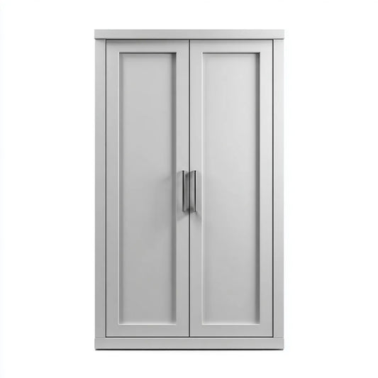 Szafa sypialna 2 drzwi jasnoszare 80 x 52 x 180 cm w prostokątnych panelach MDF