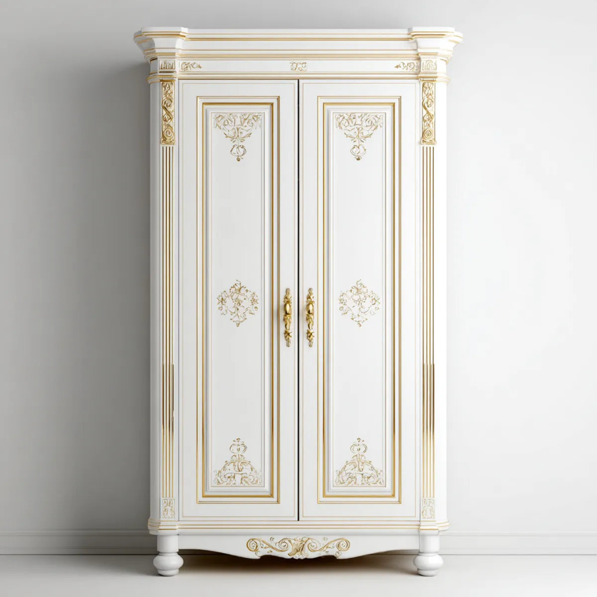 Szafa 2-drzwiowa białe i złote prostokątne MDF 110 x 55 x 210 cm