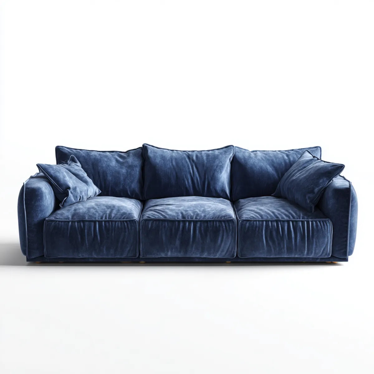 Sofa 3 miejsca granatowy 220 x 95 x 85 cm w prostokątnym poliestrowym aksamicie