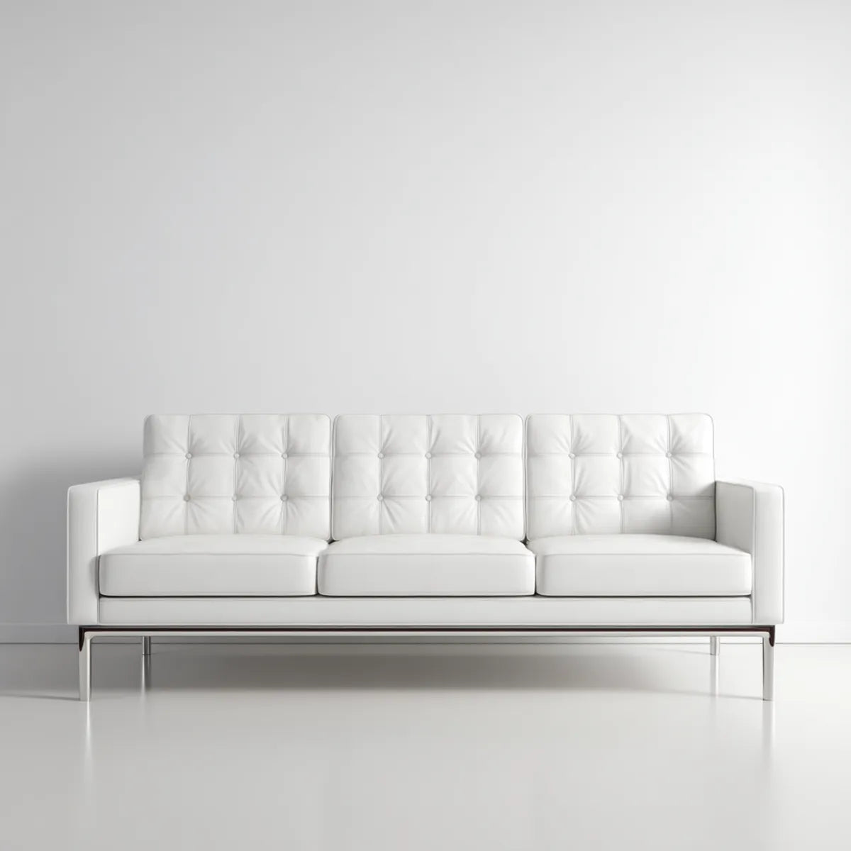 Sofa 3 biała skóra PU prostokątna 210 x 85 x 80 cm