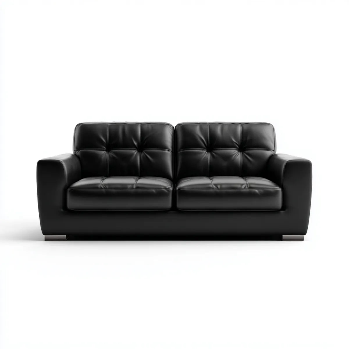 Sofa 2 czarne siedzenia w skórze PU 160 x 90 x 88 cm