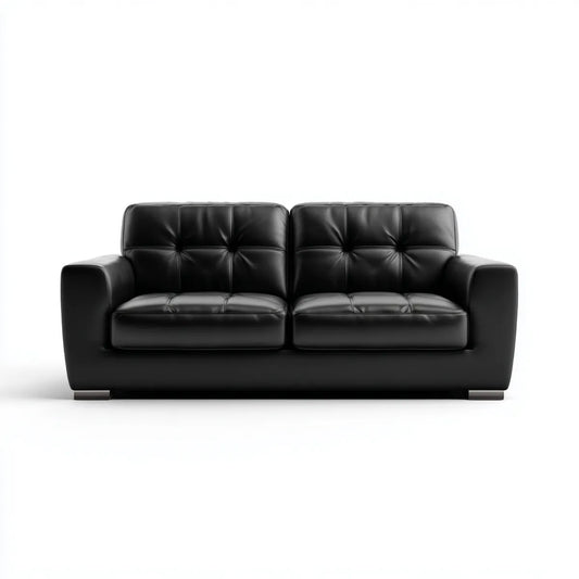 Sofa 2 czarne siedzenia w skórze PU 160 x 90 x 88 cm