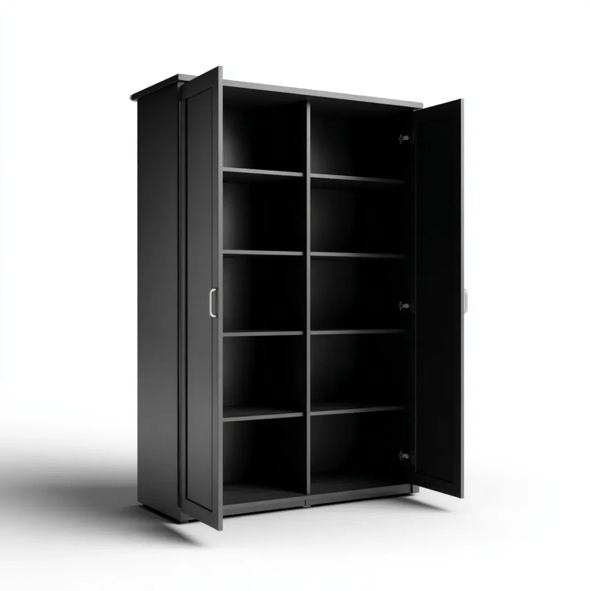 Szafa, Szafka magazynowa 2 czarne drzwi 90 x 45 x 180 cm w prostokątnej tablicy