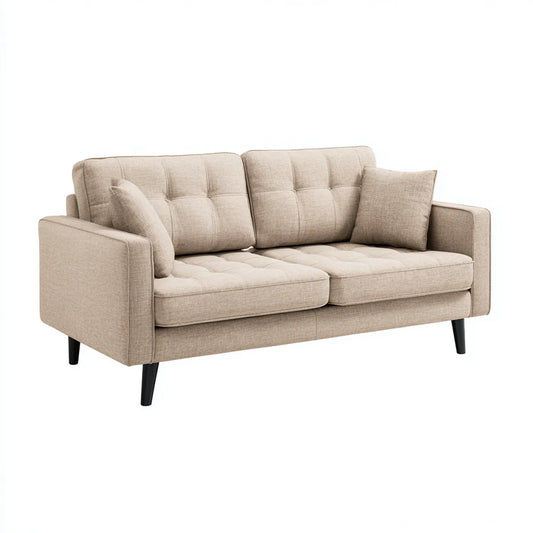 Sofa 3 beżowe fotele 198 x 84 x 86 cm w prostokątnym kształcie poliestru