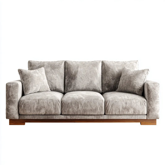 Sofa, 3 fotel szary gołąb szary aksamitny efekt poliestrowa sofa z litym drewnem podstawy prostokątna kształt 220 x 95 x 85 cm