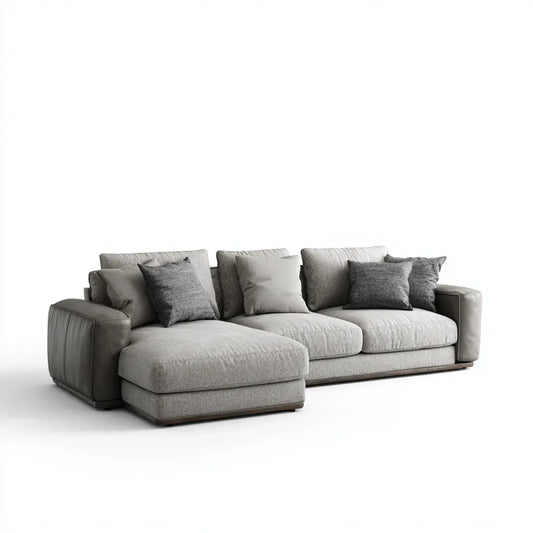 Sofa, Kanapa narożna z rekamierem w kolorze szarym 290 x 170 x 85 cm poliester L-shape