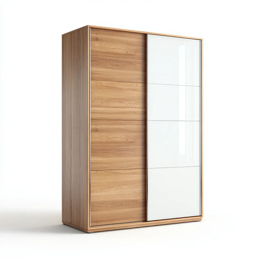 Szafa, Pływająca szafka drzwi Dąb naturalny naturalna Biała 120 x 60 x 200 cm płyta wiórowa MDF prostokątna