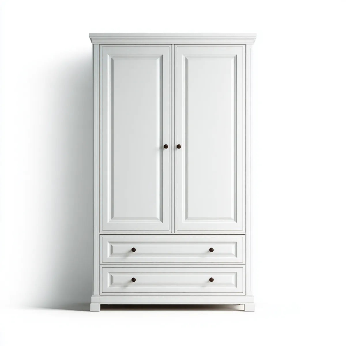 Szafa sypialna 2 drzwi 2 szuflady białe 100 x 55 x 200 cm prostokątna MDF