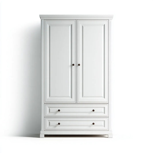 Szafa sypialna 2 drzwi 2 szuflady białe 100 x 55 x 200 cm prostokątna MDF