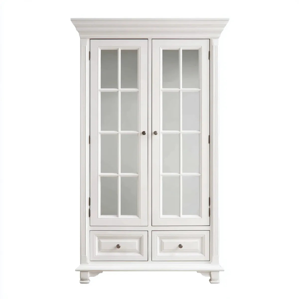Szafa, Deska rozdzielcza 2 drzwi białe 100 x 45 x 200 cm w MDF i szkła prostokątnego