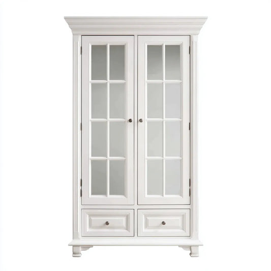 Szafa, Deska rozdzielcza 2 drzwi białe 100 x 45 x 200 cm w MDF i szkła prostokątnego
