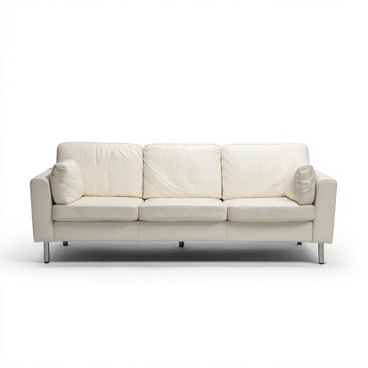 Sofa, 3 sofa z kości słoniowej w skórze PU prostokątne 210 x 88 x 85 cm