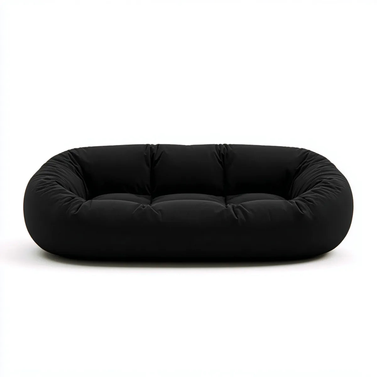 Sofa 3 fotele czarne 220 x 100 x 70 cm w poliestrowym i poliuretanowym kształcie zaokrąglonym