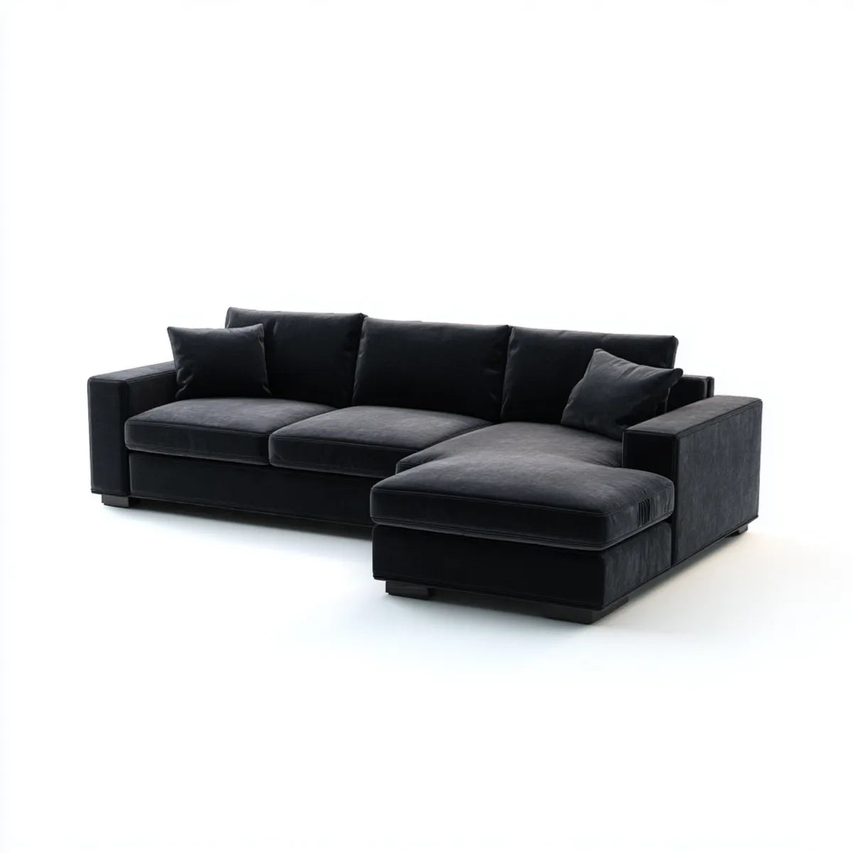 Sofa, Kącik sofa z krzesełkiem z czarnym prawym 4 miejsca w aksamitnym kształcie poliestru 280 x 170 x 85 cm