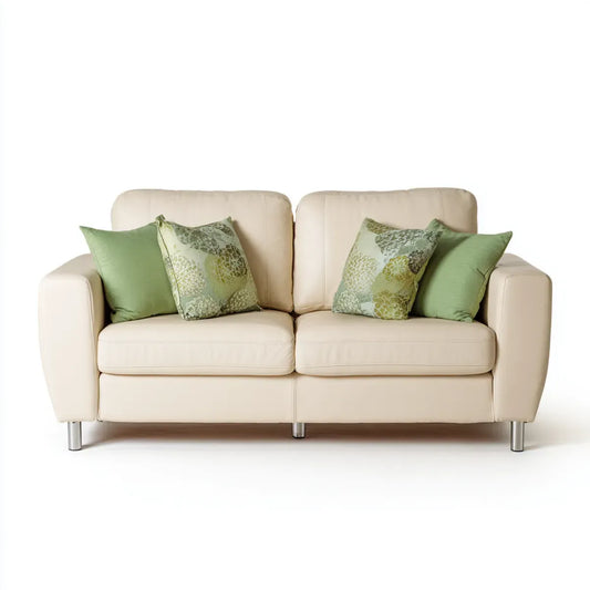 Sofa 2 beżowe fotele 160 x 90 x 88 cm w syntetycznej, prostokątnej skórze PU