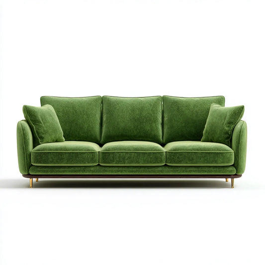 Sofa 3 miejsca zielony 210 x 90 x 85 cm w prostokątnym aksamicie poliestrowym