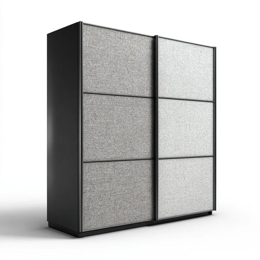Szafa sypialna z 2 drzwiami przesuwnymi czarno-szarymi 120 x 60 x 200 cm w panelach MDF i prostokątnym poliestrze
