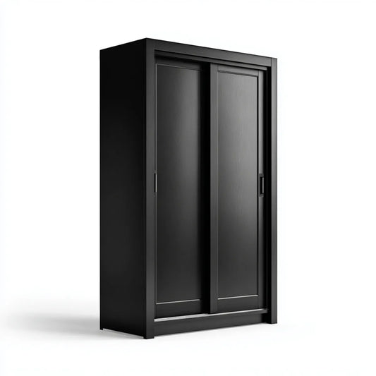 Szafa do sypialni dwudrzwiowej czarna 120 x 60 x 200 cm w prostokątnych panelach MDF
