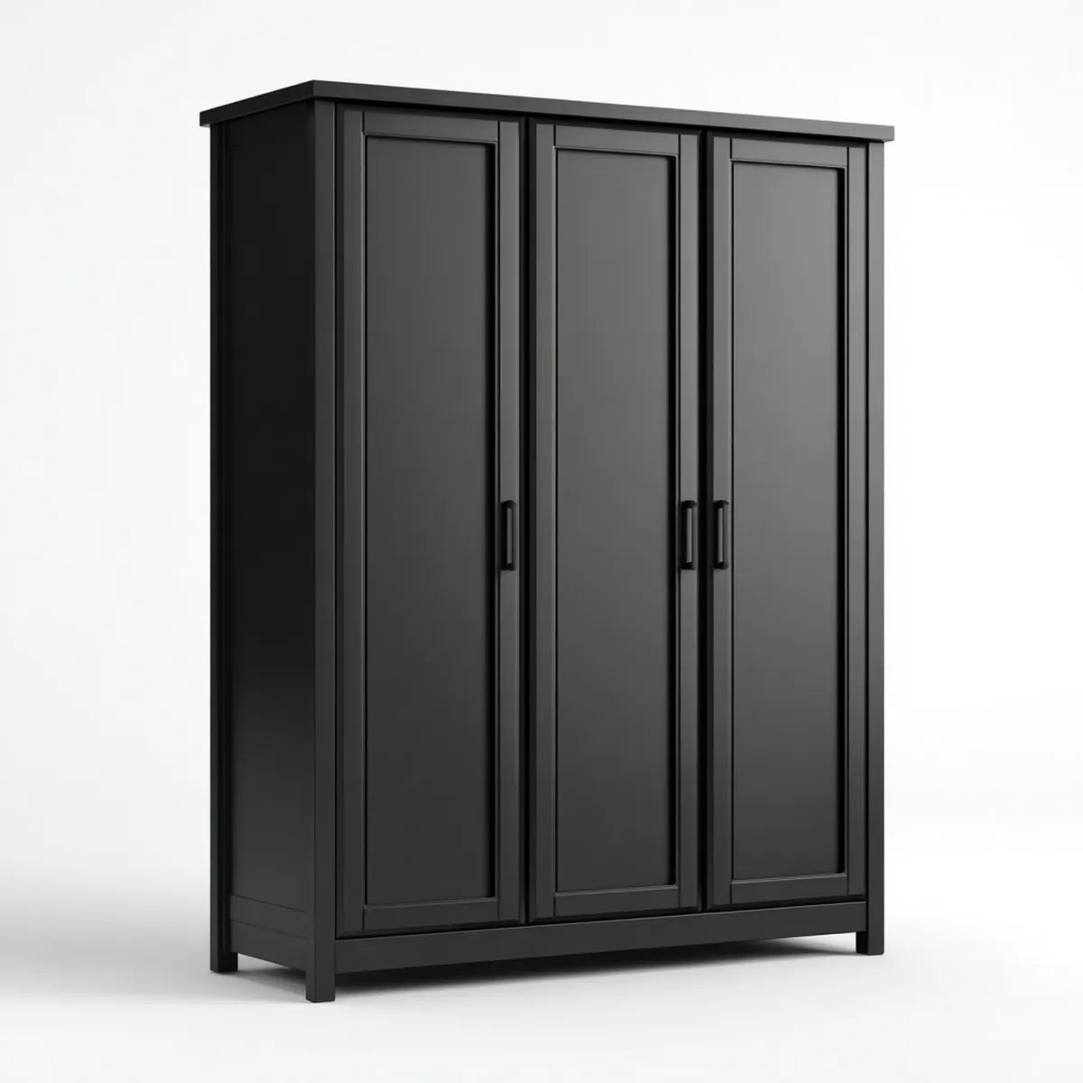 Szafa, Szafka sypialna 3 czarne drzwi huśtawki 150 x 55 x 200 cm w płycie wiórowej i prostokątnym MDF